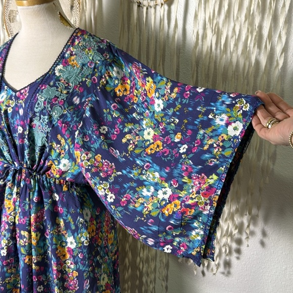 Sundance Blue Floral Slip and Pullover Robe Dress Loungewear Set Size M - Picture 6 of 14